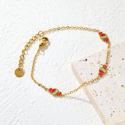 Wholesale Waterproof PVD Gold NK Chain Accent Cross Chain Bracelet