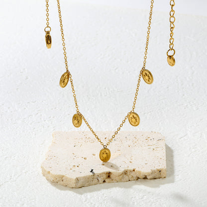 Bulk Waterproof PVD Multi-Medallion Textured Coin Necklace