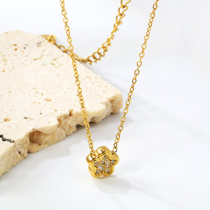Wholesale 18K Gold Plated Floral Diamond Pendant Necklace Blossom Design Natural Elegance