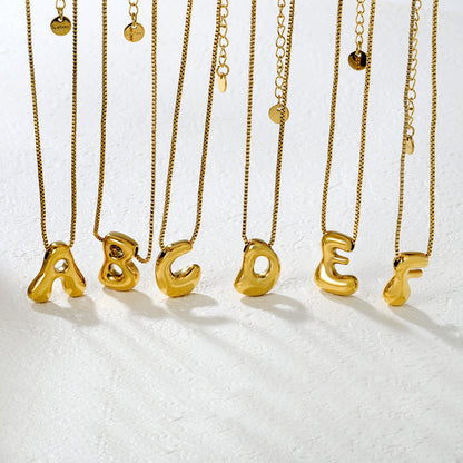 Wholesale Waterproof PVD 26 Initial Letter Necklace Series (Pearl/Solid)