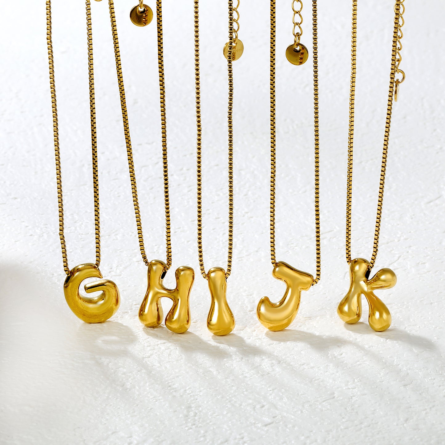Wholesale Waterproof PVD 26 Initial Letter Necklace Series (Pearl/Solid)