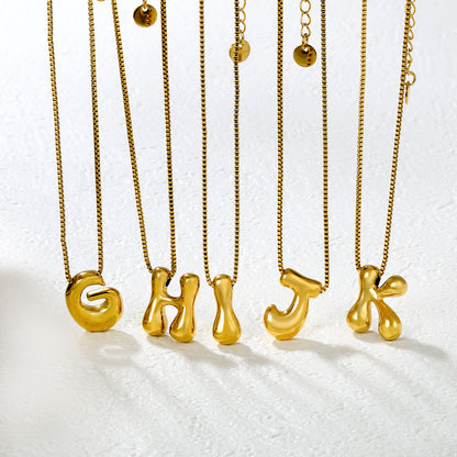 Wholesale Waterproof PVD 26 Initial Letter Necklace Series (Pearl/Solid)
