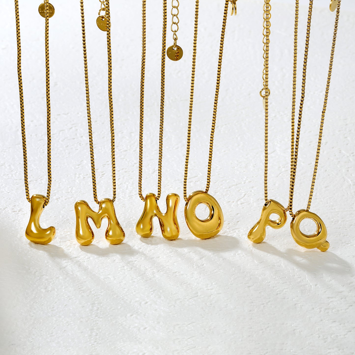 Wholesale Waterproof PVD 26 Initial Letter Necklace Series (Pearl/Solid)