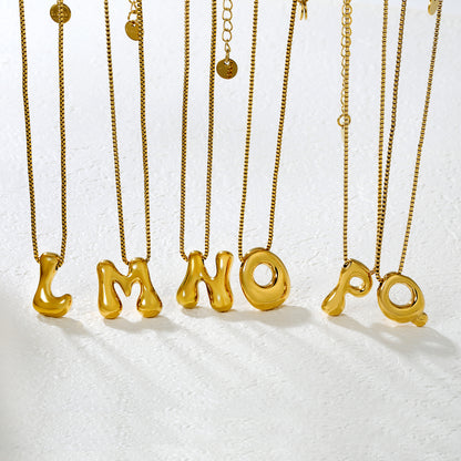 Wholesale Waterproof PVD 26 Initial Letter Necklace Series (Pearl/Solid)