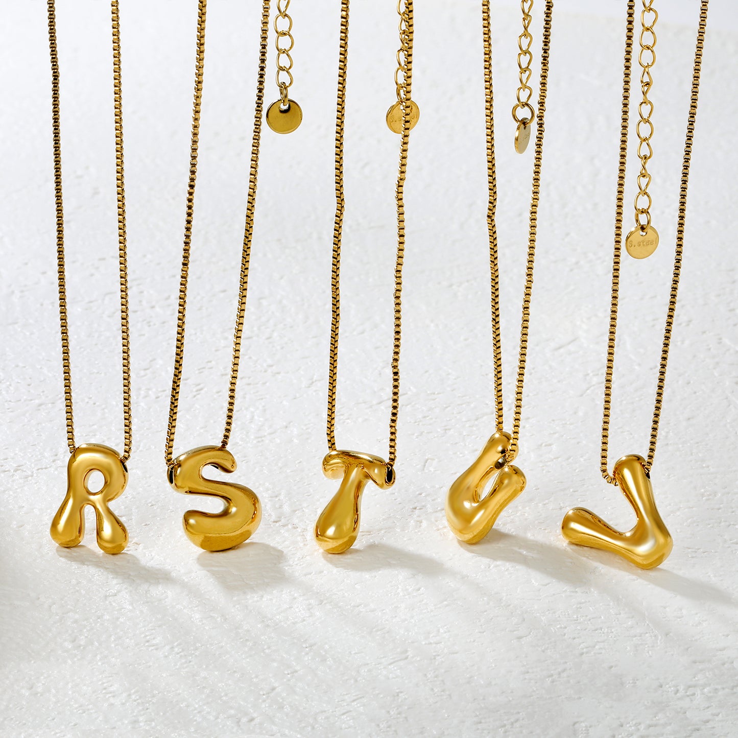 Wholesale Waterproof PVD 26 Initial Letter Necklace Series (Pearl/Solid)