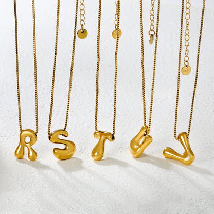 Wholesale Waterproof PVD 26 Initial Letter Necklace Series (Pearl/Solid)