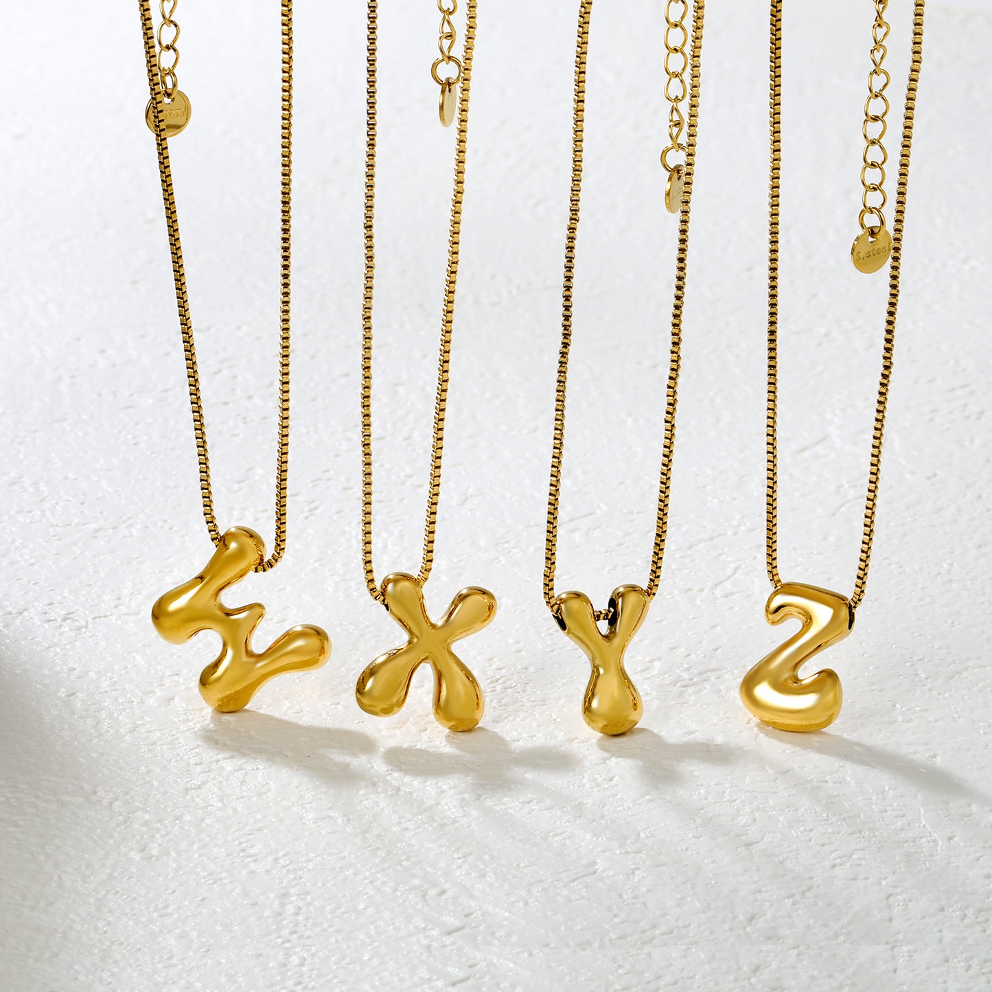Wholesale Waterproof PVD 26 Initial Letter Necklace Series (Pearl/Solid)
