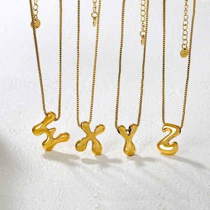 Wholesale Waterproof PVD 26 Initial Letter Necklace Series (Pearl/Solid)