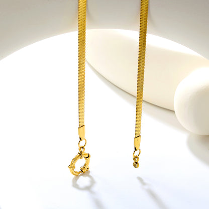 Wholesale 18k gold blade chain/O-shaped chain + round buckle necklace