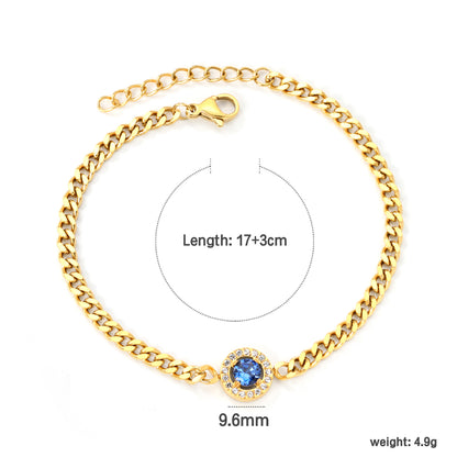Bulk 18K Gold Plated Luxe Blue Zircon & CNC White Zircon Bracelet