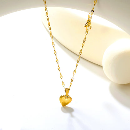 Stainless Steel 3D Heart Pendant Lip Chain Necklace Jewelry Supplier