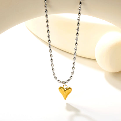 Stainless Steel Heart Pendant & Rice Grain Bead Chain Necklace Jewelry Supplier