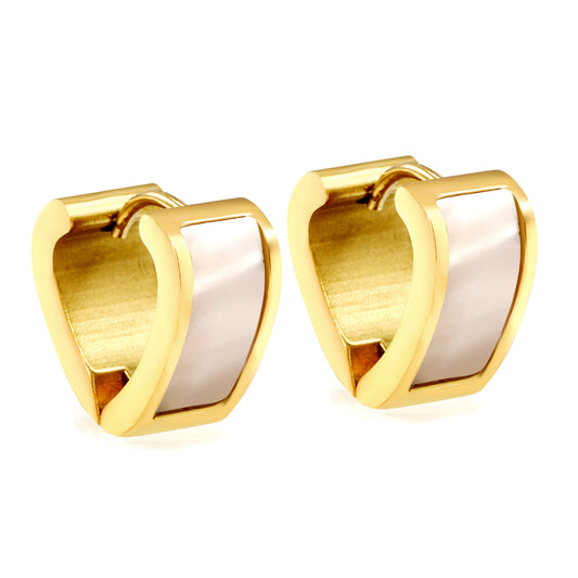 Wholesale Gold Heart - shaped Earrings with White Accent for Jewelry Retailers