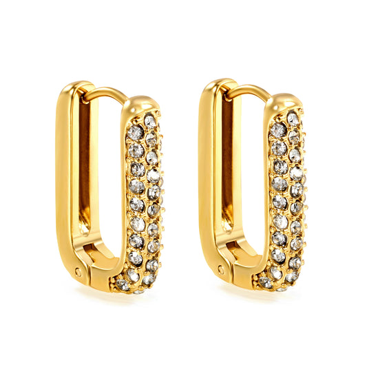 Wholesale U-shaped white diamond earrings