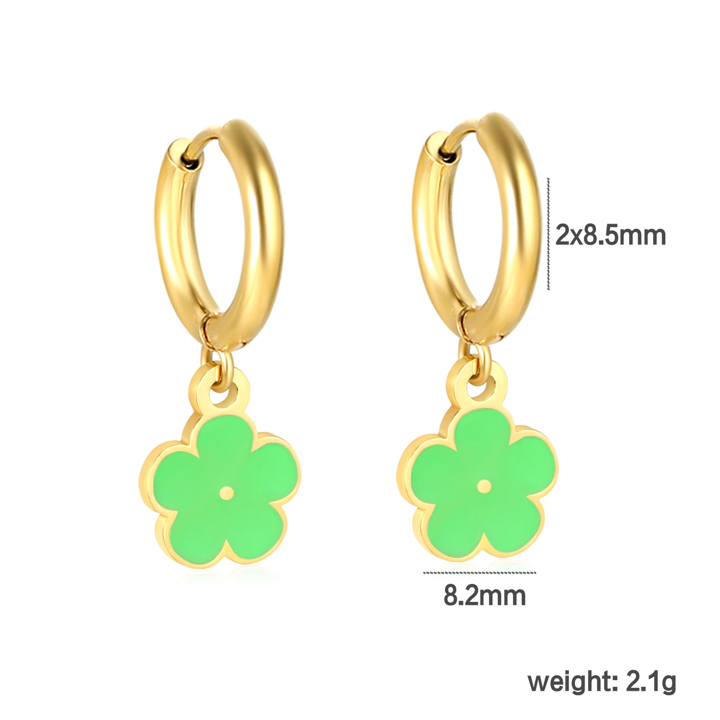 Bulk Colorful Enamel Flower Charm Earrings 18K PVD Gold Waterproof