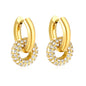 Wholesale Double Interlocking Hoop Earrings PVD Gold Crystal Tarnish Free