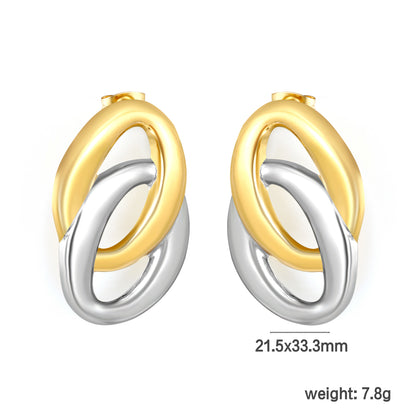 Wholesale Interlocking Hoop Earrings Two-Tone Gold & Silver - Jacey Jewelry