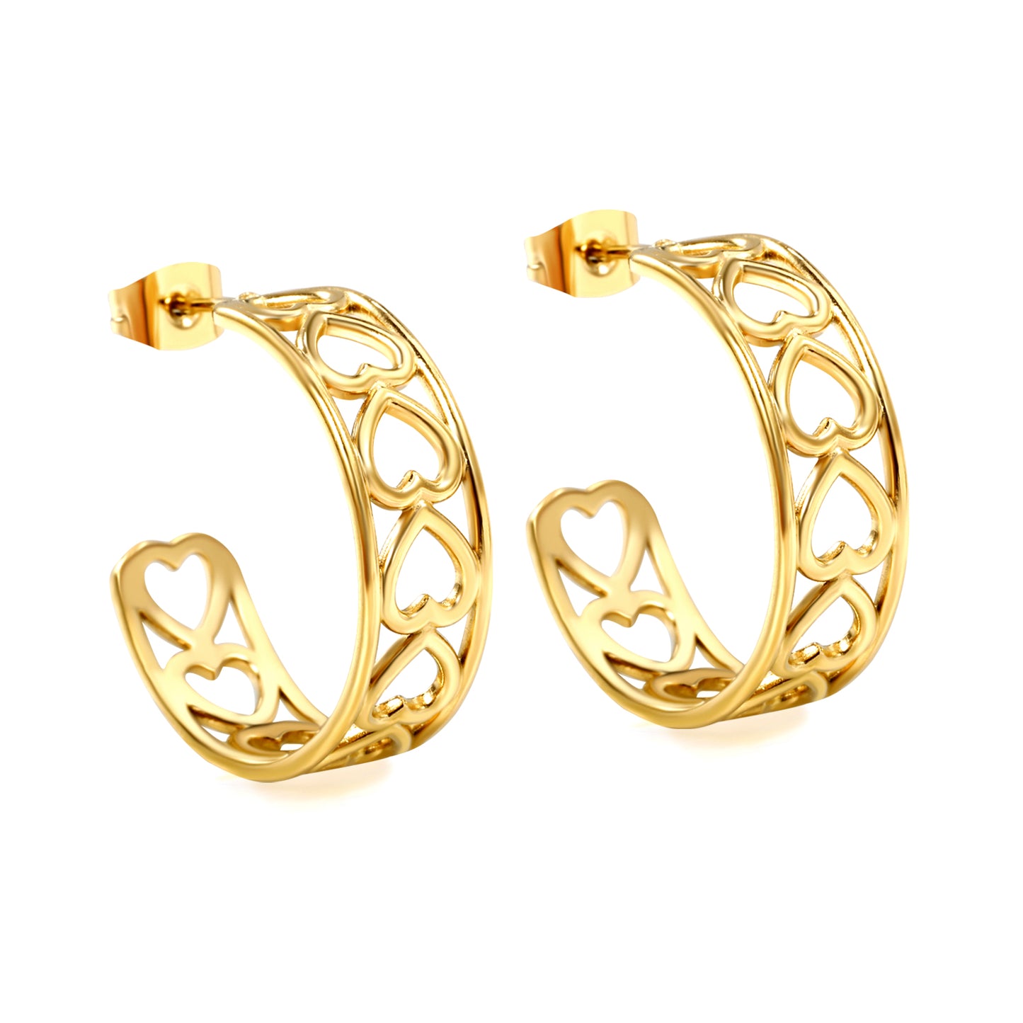 Wholesale Shiny Curved Gold Hoop Earrings for Jewelry Vendors
