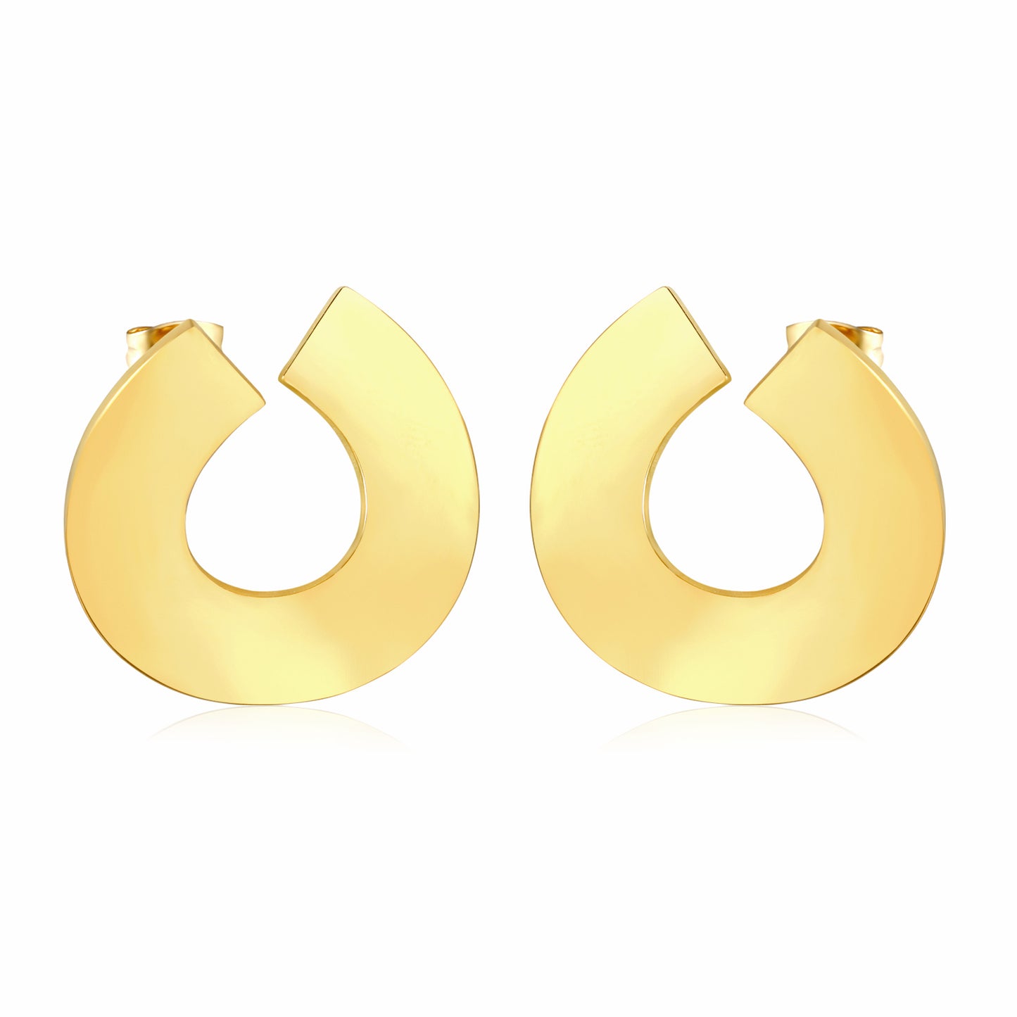 Bulk Waterproof PVD Gold Plated Wide Polished U Hoop Earrings