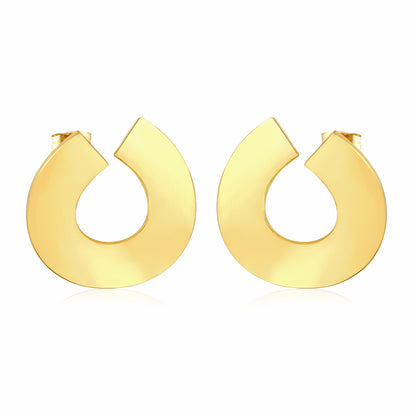 Bulk Waterproof PVD Gold Plated Wide Polished U Hoop Earrings