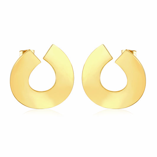 Bulk Waterproof PVD Gold Plated Wide Polished U Hoop Earrings
