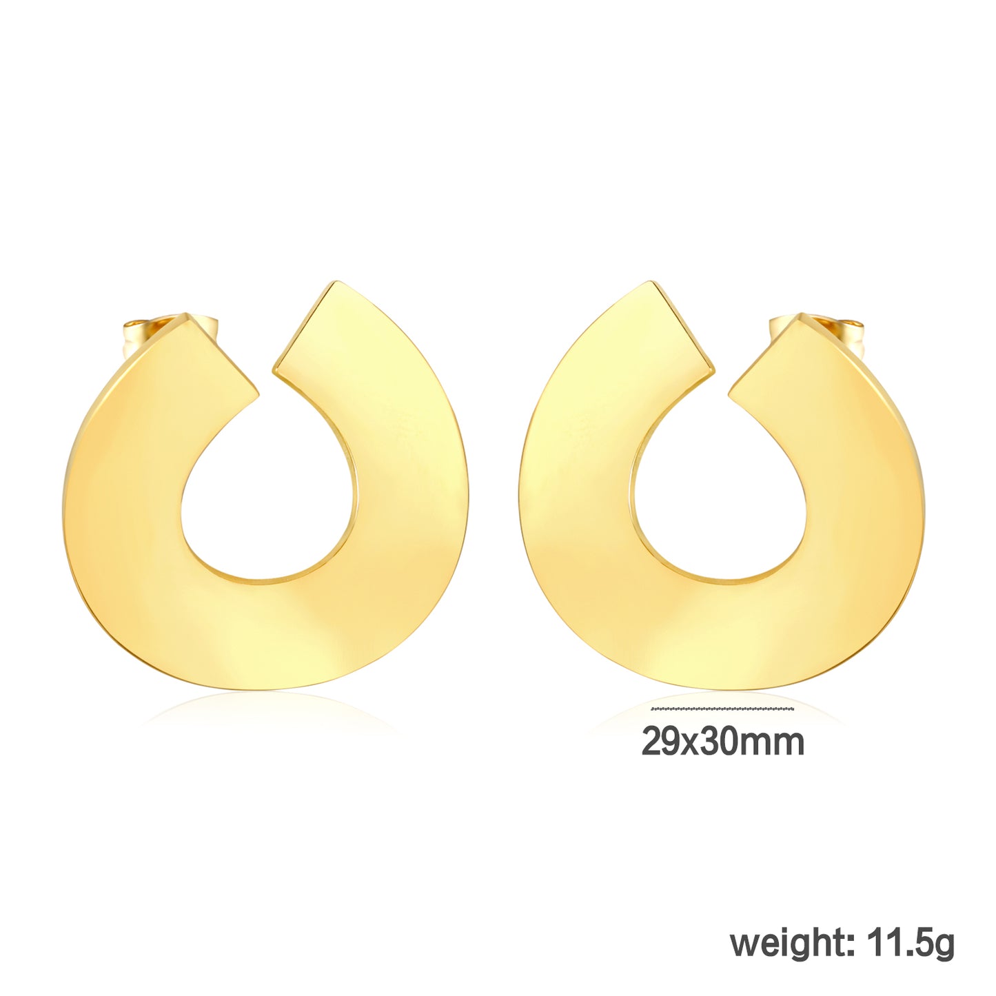 Bulk Waterproof PVD Gold Plated Wide Polished U Hoop Earrings