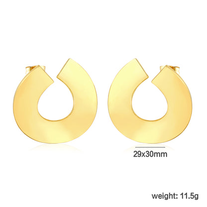 Bulk Waterproof PVD Gold Plated Wide Polished U Hoop Earrings