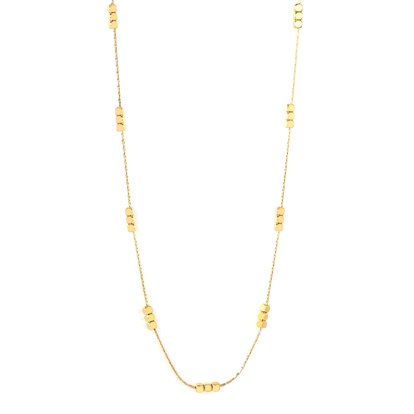 Bulk Waterproof PVD Gold Long Chain Necklace with Square Accents