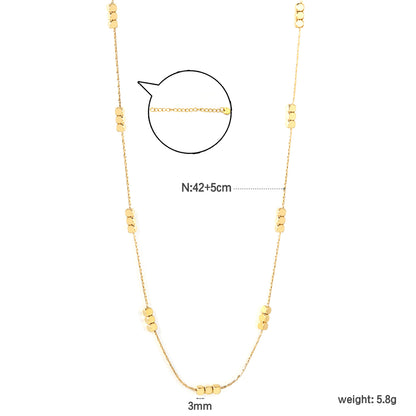 Bulk Waterproof PVD Gold Long Chain Necklace with Square Accents