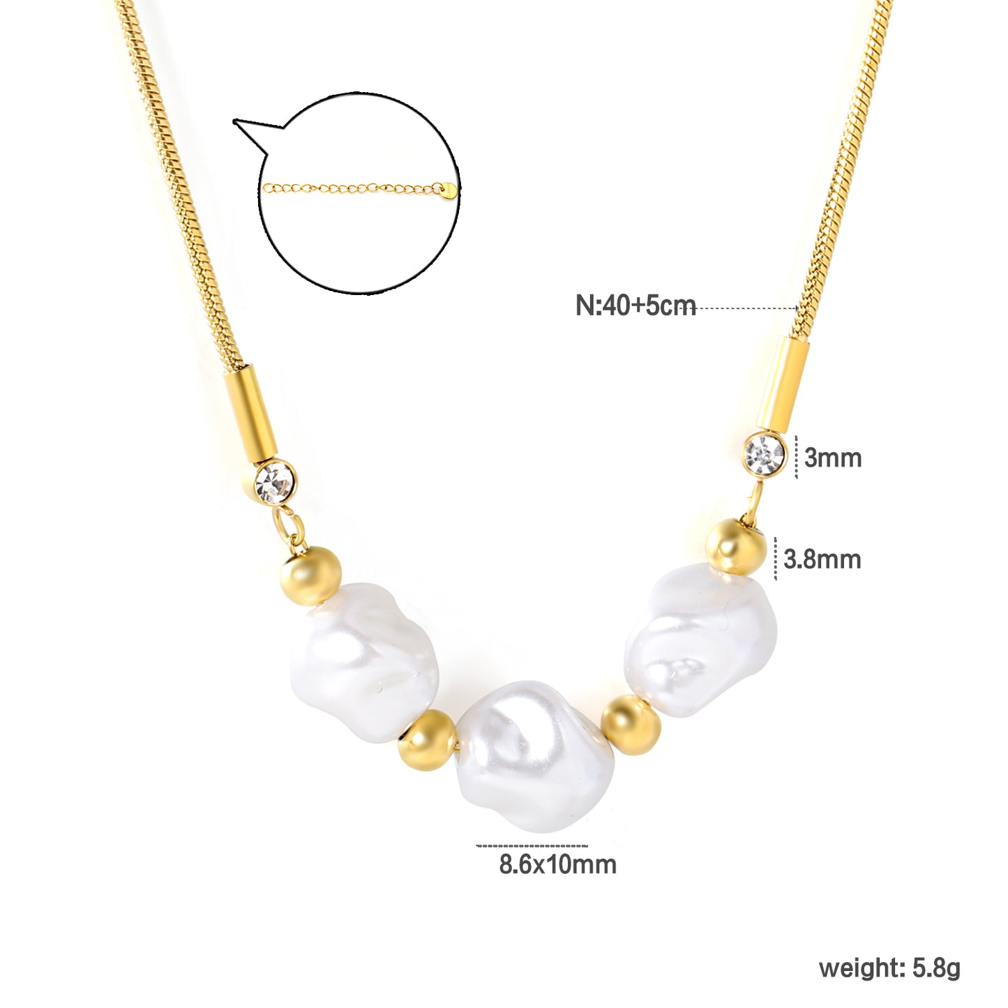 Wholesale Waterproof PVD Cloud Necklace with Pearl Accents
