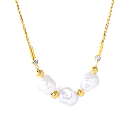 Wholesale Waterproof PVD Cloud Necklace with Pearl Accents