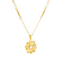 Wholesale Waterproof PVD Gold Sunflower Pendant Necklace CZ Center