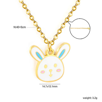Wholesale Waterproof PVD Enamel Bunny Rabbit Head Necklace