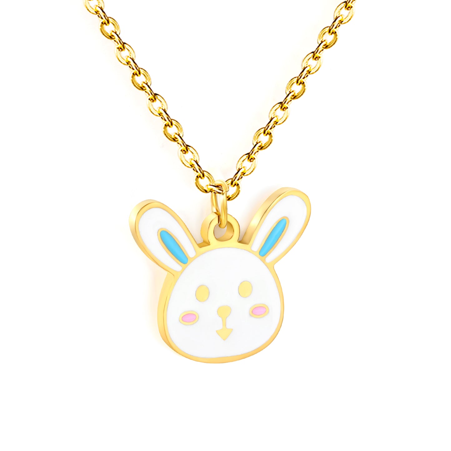 Wholesale Waterproof PVD Enamel Bunny Rabbit Head Necklace