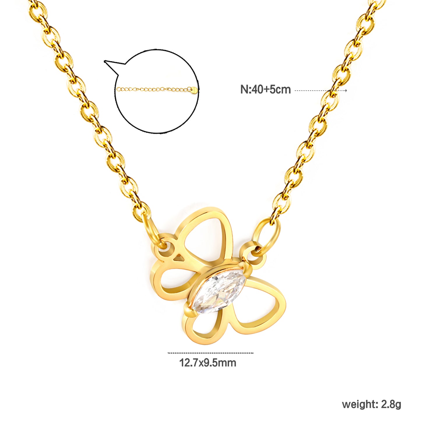Bulk Waterproof PVD Gold Plated Openwork Flower Necklace CZ Center