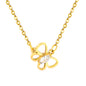 Bulk Waterproof PVD Gold Plated Openwork Flower Necklace CZ Center
