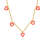 Wholesale Waterproof PVD Multi Red Enamel Heart Necklace
