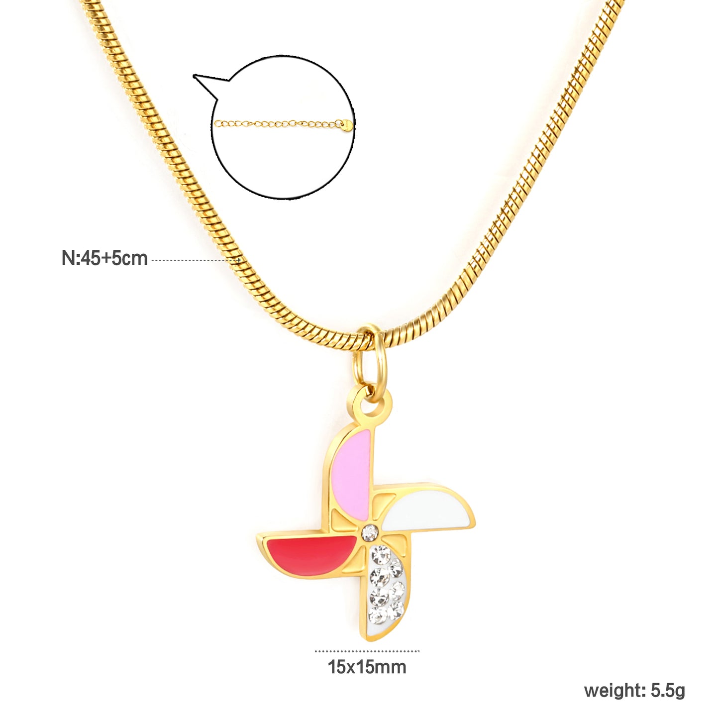 Bulk Waterproof PVD Enamel Butterfly Necklace with CZ Center