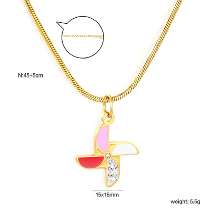 Bulk Waterproof PVD Enamel Butterfly Necklace with CZ Center