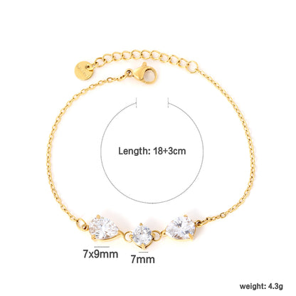 Wholesale Waterproof PVD Pear Cut & Round White Gemstone Bracelet