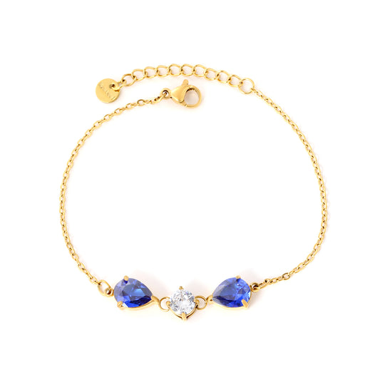 Wholesale Waterproof PVD Pear Cut & Round White Gemstone Bracelet