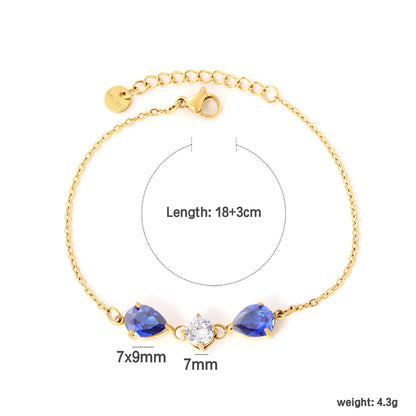 Wholesale Waterproof PVD Pear Cut & Round White Gemstone Bracelet