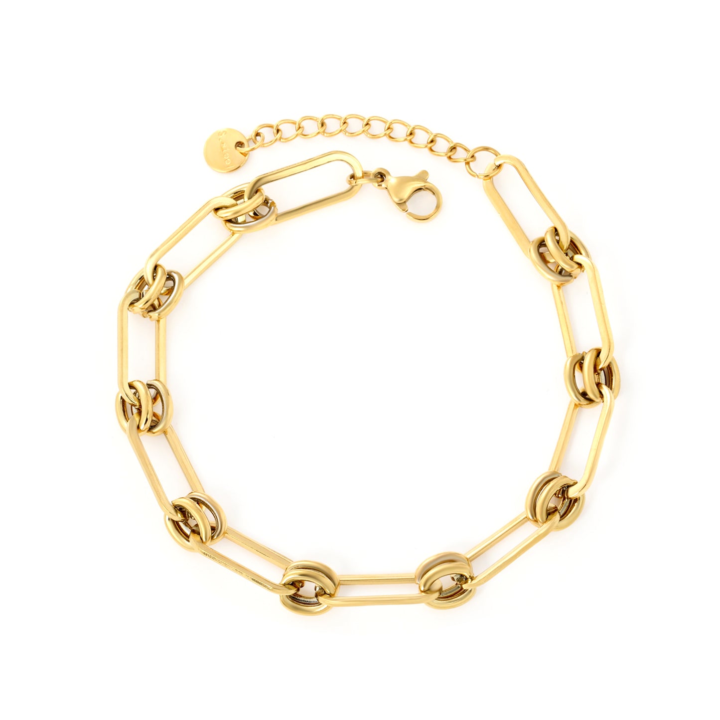 Wholesale Waterproof PVD Rectangular Clasp Double O-Chain Bracelet