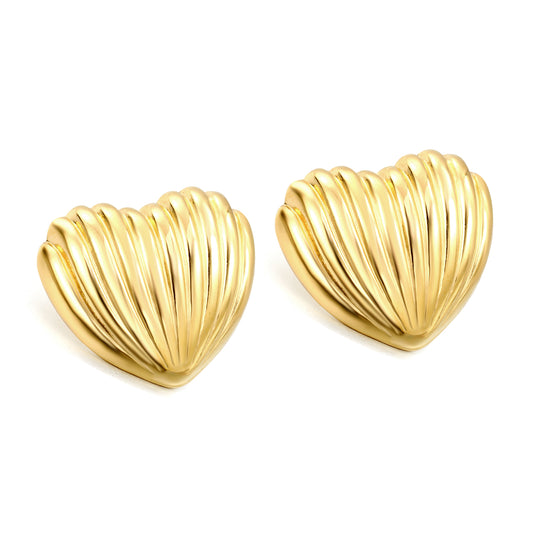 Wholesale Stainless Steel Vertical Heart Stud Earrings Elegant Texture