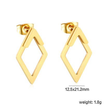 Bulk Waterproof PVD Gold Plated Lozenge Frame Stud Earrings