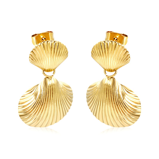 Wholesale Stainless Steel Small Shell + Large Shell Earrings