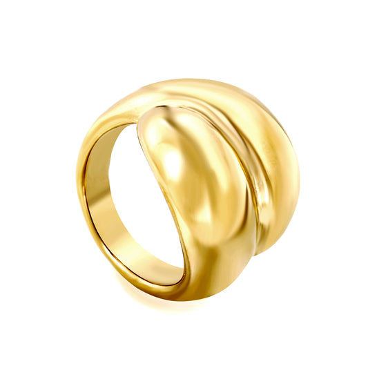 Wholesale 18K Gold Plated Wide Band Ring Architectural Curve Minimalist Statement