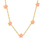 Wholesale Gold Tone Pink Flower Necklace Delicate Bloom