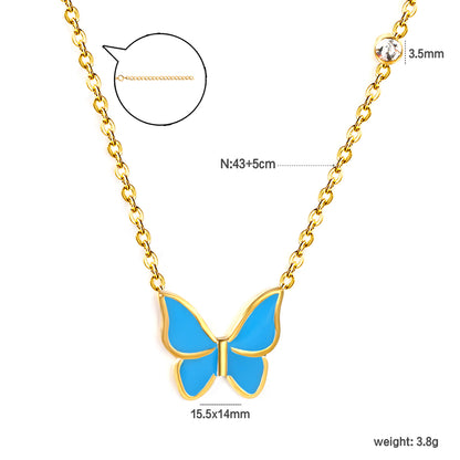 Wholesale Gold Tone White & Red & Blue & Green Butterfly Necklace Pure Elegance