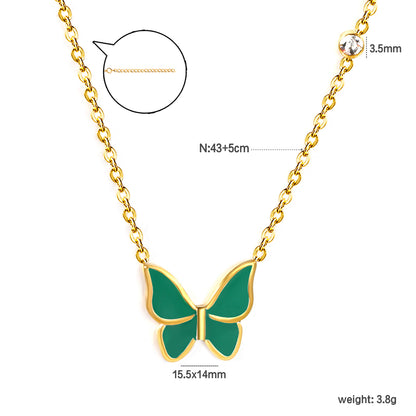 Wholesale Gold Tone White & Red & Blue & Green Butterfly Necklace Pure Elegance